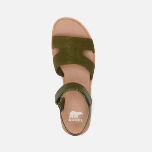 NEW Sorel Ella III Ankle Strap Sandals - Suede Utility Green For Women 252 - Picture 14 of 14